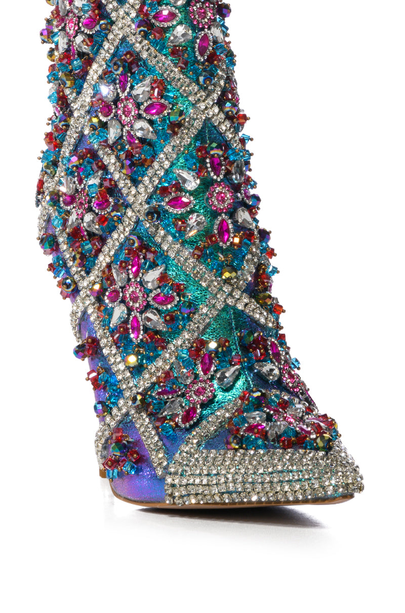 Full View Azalea Wang Crisp Embellished Stiletto Bootie In Multi 11