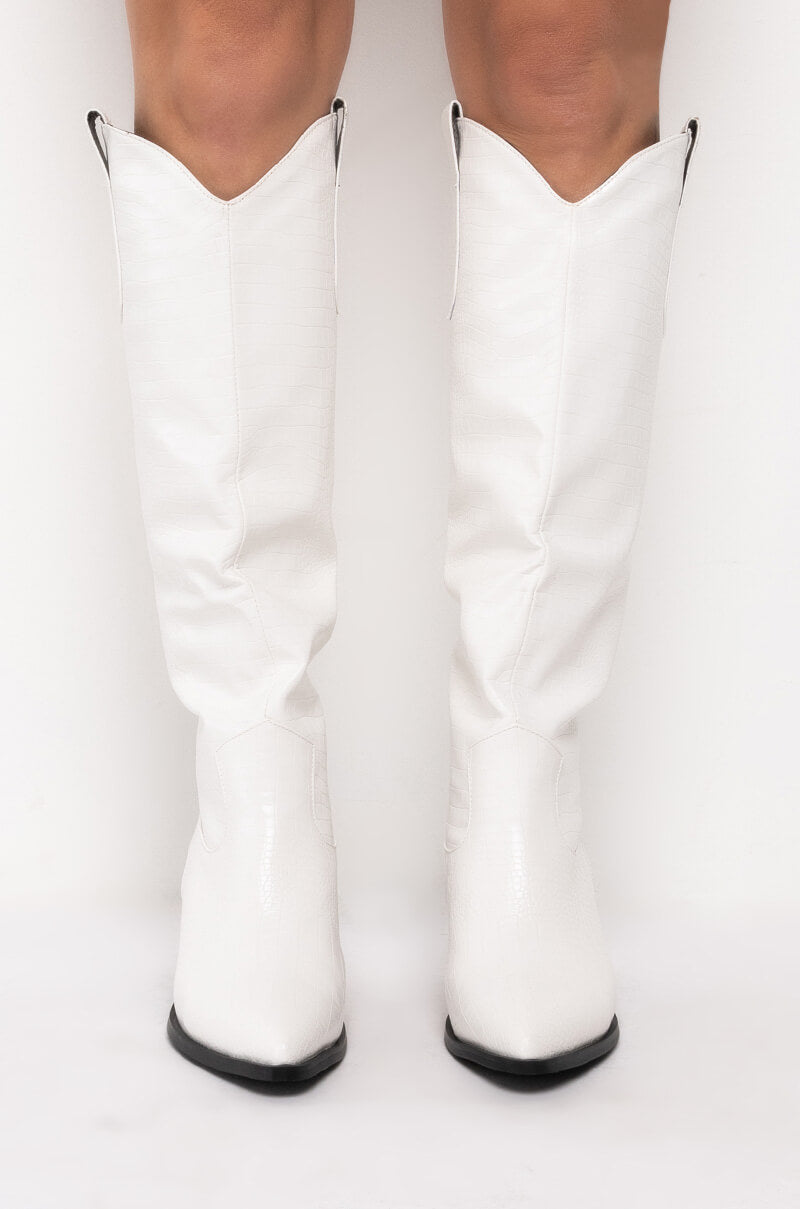 Back View Azalea Wang Croc It To Me Western Boot