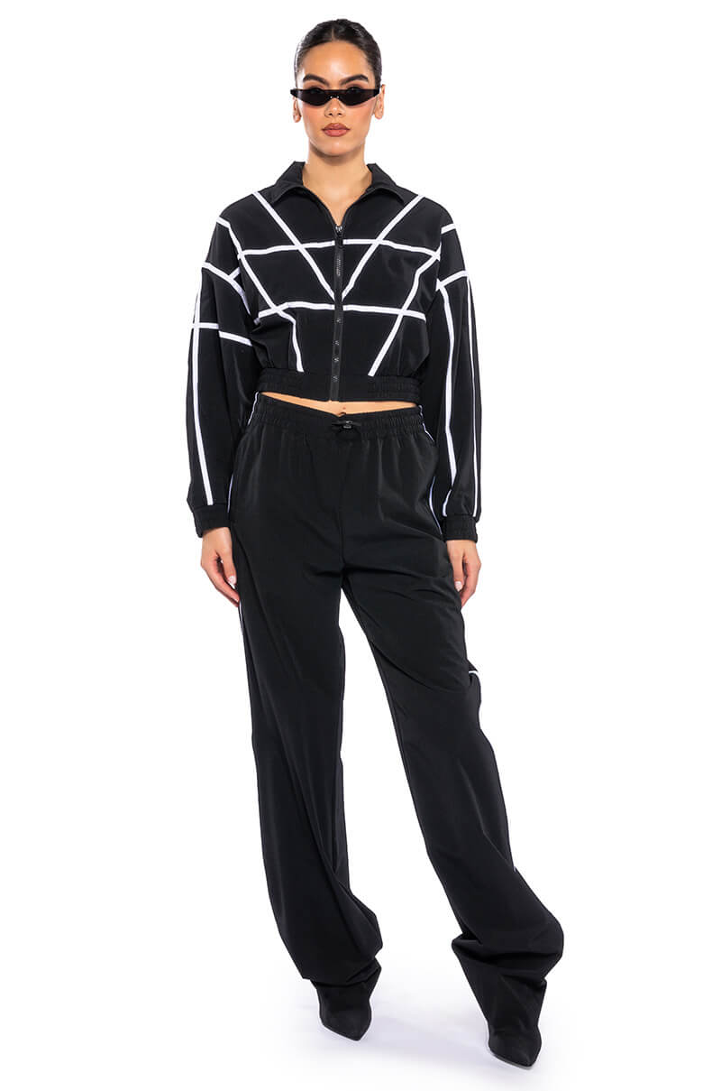 Detail View Azalea Wang Crop Track Jacket In Black