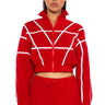 Front View Azalea Wang Crop Track Jacket In Red