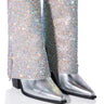 Front View Azalea Wang Crystalized Rhinestone Embellished Western Boot In Silver