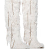 Front View Azalea Wang Dakotanna White Furry Diamond Drip Boot