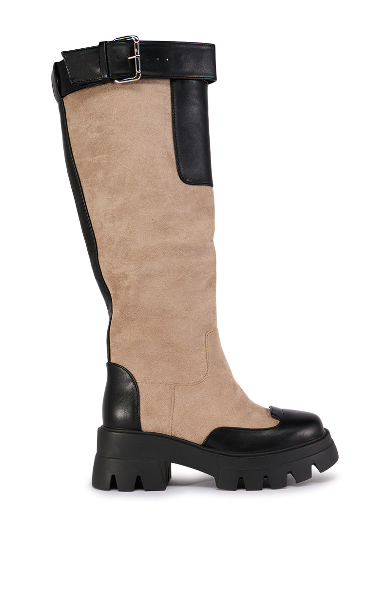 Side View Azalea Wang Dalila Color Blocked Flatform Boot