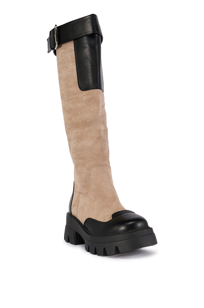 Back View Azalea Wang Dalila Color Blocked Flatform Boot
