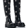 Front View Azalea Wang Dalkey Silver Hardware Embellished Boot