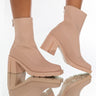 Front View Azalea Wang Dancin In The Rain Chunky Bootie In Nude