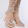 Front View Azalea Wang Dancy White Butterfly Wrap Up Stiletto Sandal