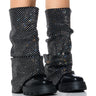 Front View Azalea Wang Dania Black Diamond Overlay Bootie In Black