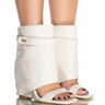 Front View Azalea Wang Daring Fold Over Wedge Bootie Sandal In Bone