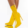 Front View Azalea Wang Darling Stiletto Heel Bootie In Yellow