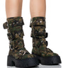 Front View Azalea Wang Dawkins Camo Buckle Detail Bootie