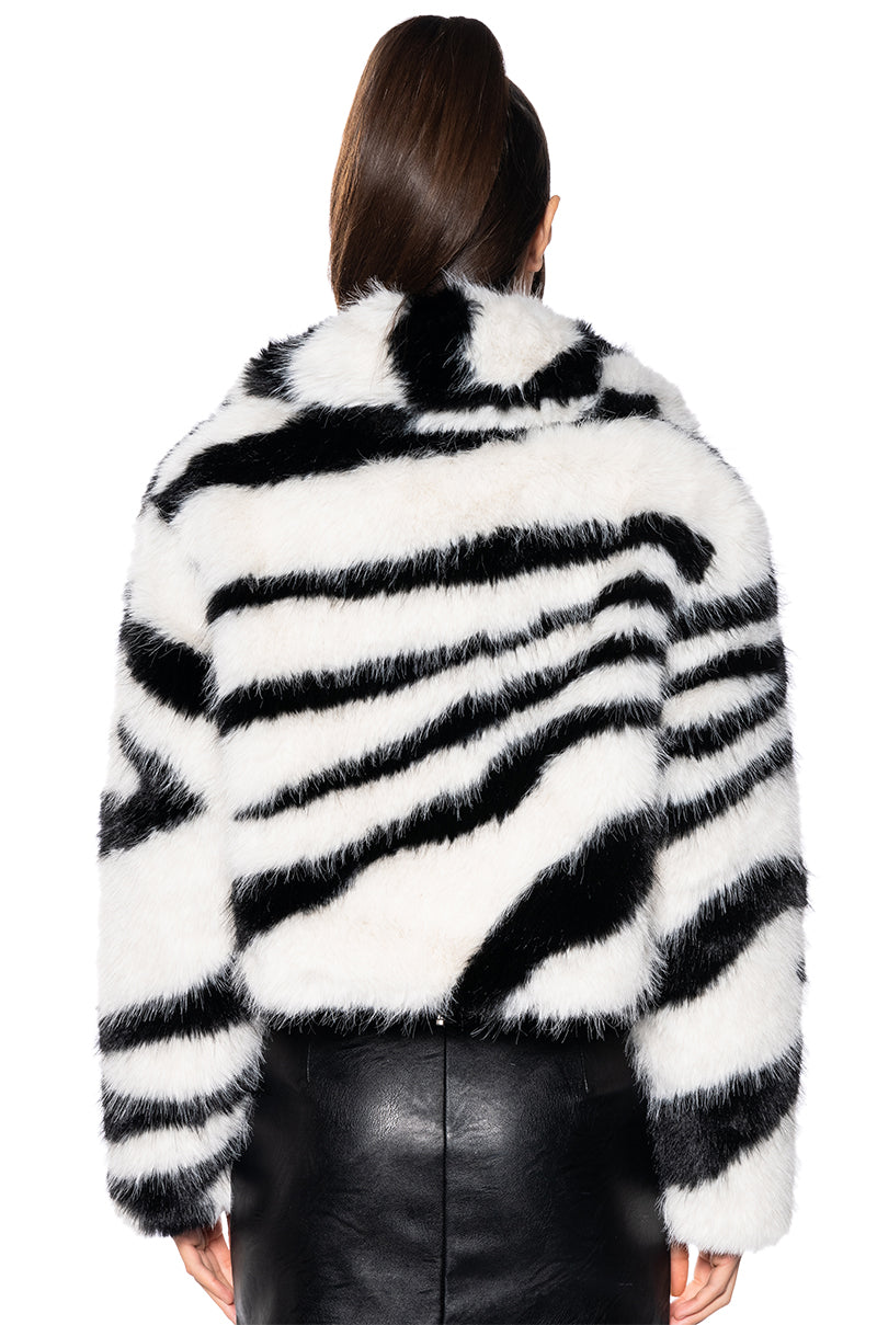 Extra View Azalea Wang Dayanne Faux Fur Zebra Coat 5