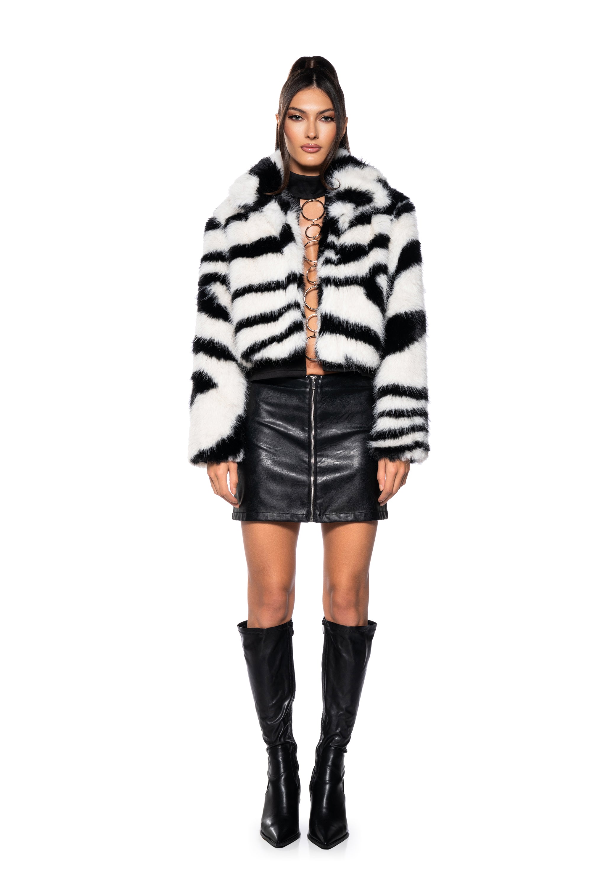 Extra View Azalea Wang Dayanne Faux Fur Zebra Coat 8