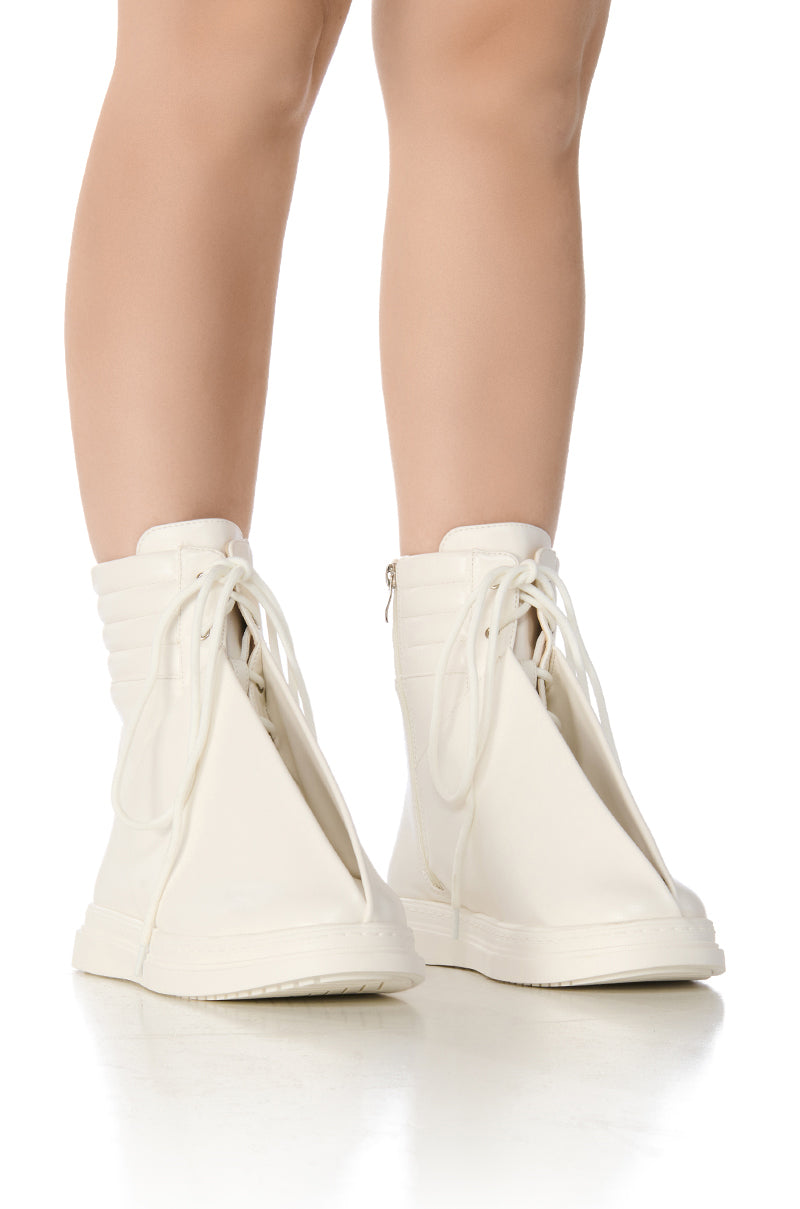 Front View Azalea Wang Demaris White Bootie