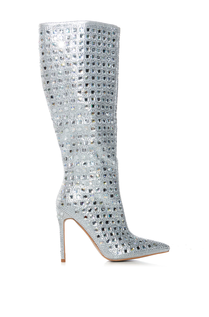 Side View Azalea Wang Destinee Multi Embellished Boot