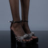 Front View Azalea Wang Diamond Dreams Chunky Sandal In Black