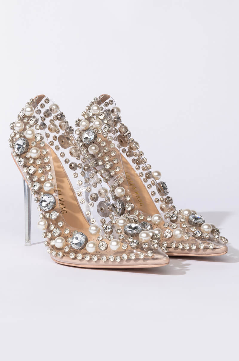 Detail View Azalea Wang Diamonds And Pearls Stiletto Pump In Nude