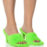 Front View Azalea Wang Dickinson Fur Mule In Lime