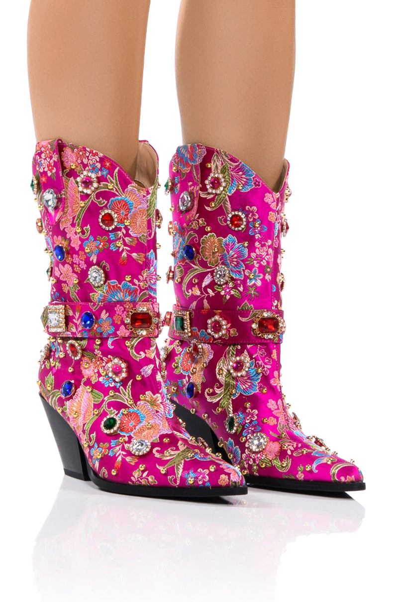AZALEA WANG DILIGENT EMBELLISHED BOOTIE IN PINK view 0