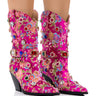 Front View Azalea Wang Diligent Embellished Bootie In Pink