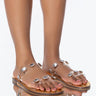 Front View Azalea Wang Do It Right Flat Sandal In Gold