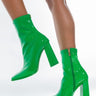 Front View Azalea Wang Do Your Worst Chunky Heel Bootie In Green