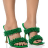 Front View Azalea Wang Domitilla Slip On Stiletto Sandal In Green