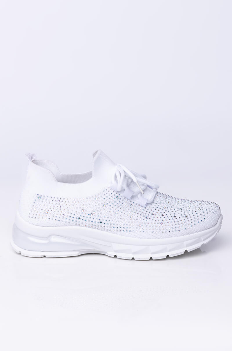 Back View Azalea Wang Dont Stop Now Flatform Sneaker In White in White
