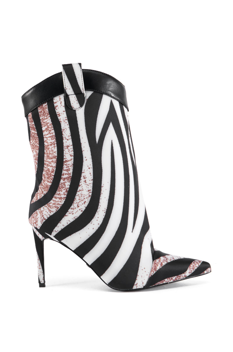 Back View Azalea Wang Doodle Multi Western Topline Zebra Boot