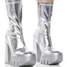 Front View Azalea Wang Dragonet Silver Chunky Bootie