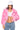 Front View Azalea Wang Drew Faux Fur Bomber With Ribbed Knit Trim In Pink