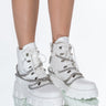 Front View Azalea Wang Drip Too Hard Flatform Bootie In White