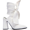 Side View Azalea Wang Dymphna White Chunky Tie Up Pump