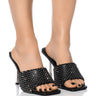 Front View Azalea Wang Eartha Embellished Fishnet Sandal In Black