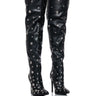 Front View Azalea Wang Eirene Black Embellished Boot