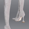 Front View Azalea Wang Elevate Thigh High Stretch Suede Boot In Grey