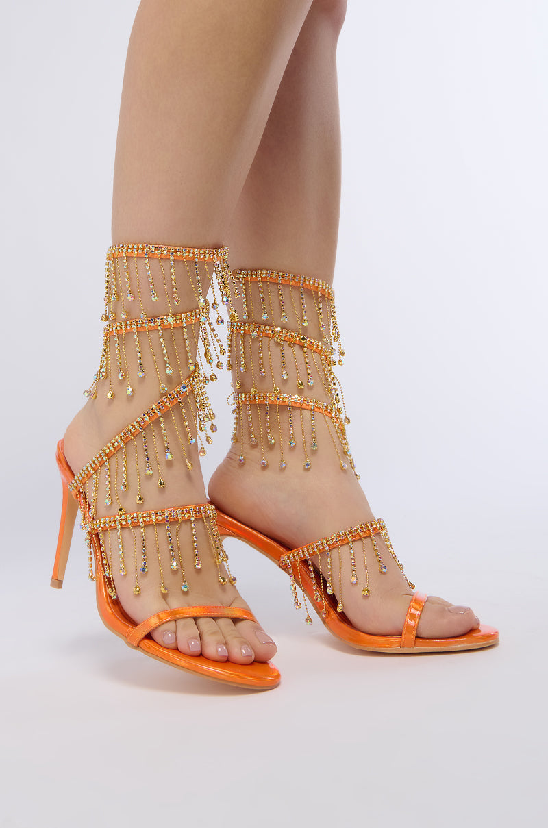 AZALEA WANG ELKE ORANGE COIL DIAMOND DRIP SANDAL view 0