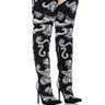 Front View Azalea Wang Emmett Beaded Embellished Thigh High Boot In Black