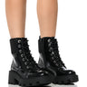 Front View Azalea Wang Especial Combat Bootie In Black