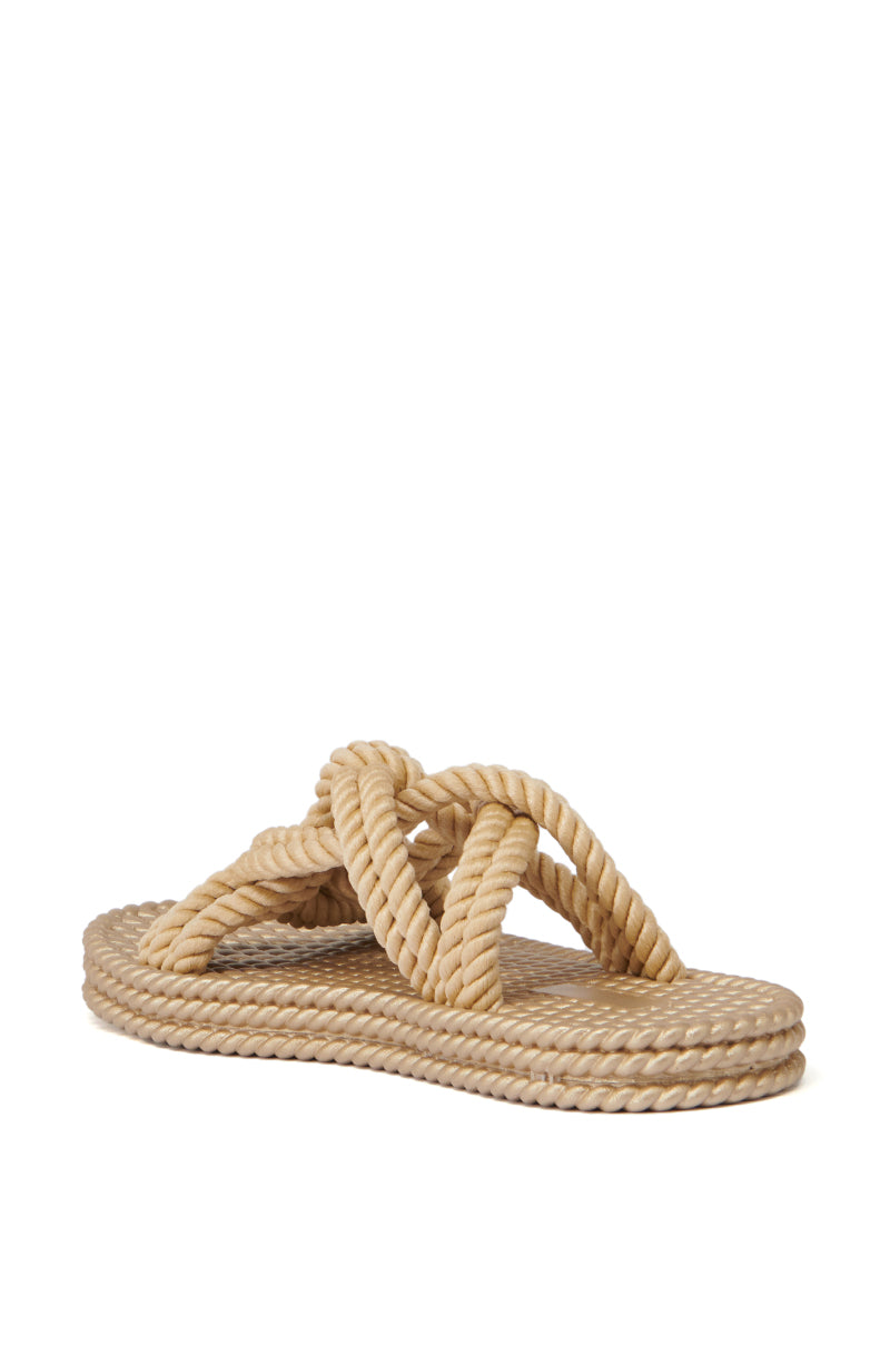 Detail View Azalea Wang Espen Beige Woven Slip On Sandal 3