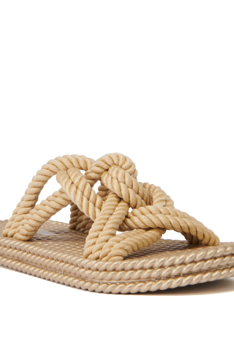 Full View Azalea Wang Espen Beige Woven Slip On Sandal 4