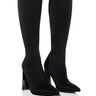 Front View Azalea Wang Estate Neoprene Knee High Boot In Black