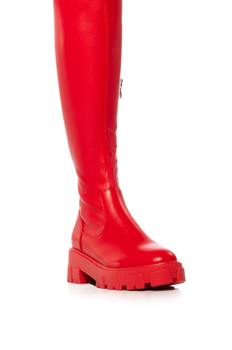 Full View Azalea Wang Eureva Over The Knee Boot With 4 Way Stretch In Red