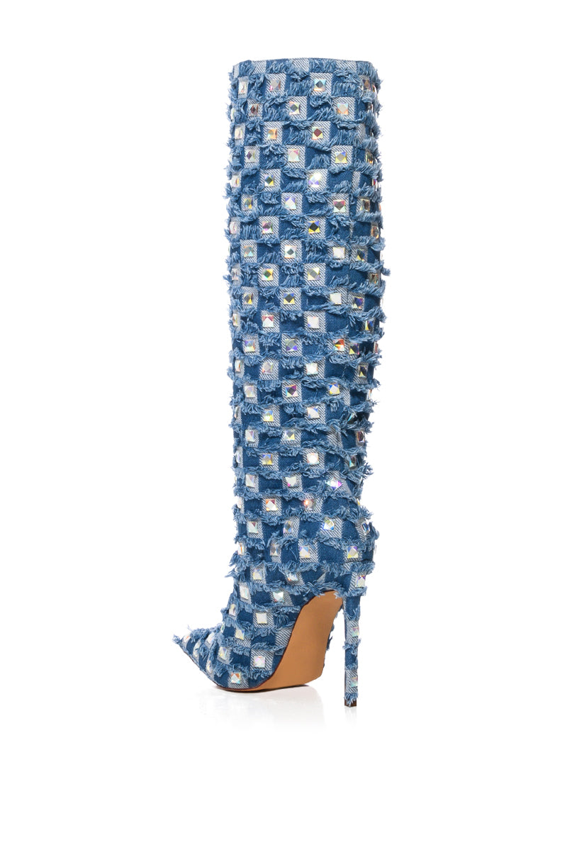 Extra View Azalea Wang Eve Distressed Denim Boot 12