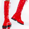 Front View Azalea Wang Everybody Knows It Flatform Boot In Red