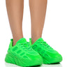 Front View Azalea Wang Exclaim Flatform Sneaker In Green