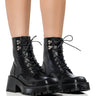 Front View Azalea Wang Exton Black Combat Bootie