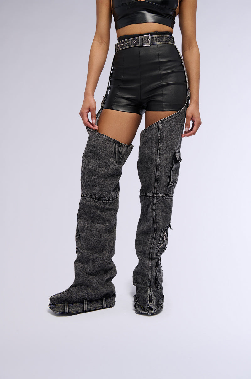 AZALEA WANG FAUSTA DENIM CHAP BOOT view 0