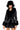 Front View Azalea Wang Faux Fur Trim Peplum Moto In Black