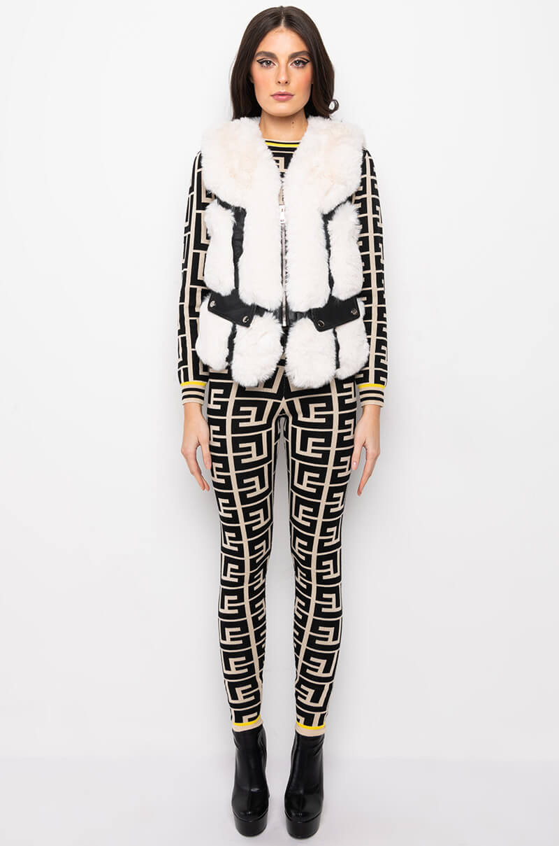 Extra View Azalea Wang Faux Fur Vest With Moto Trim